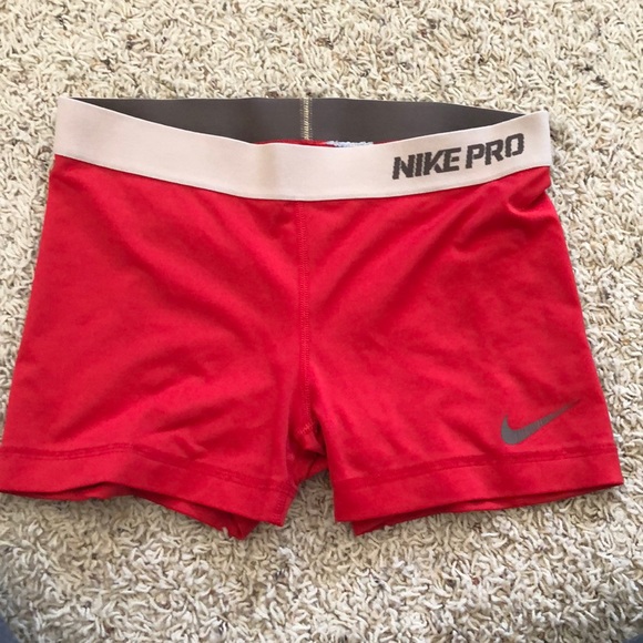 red nike pro shorts